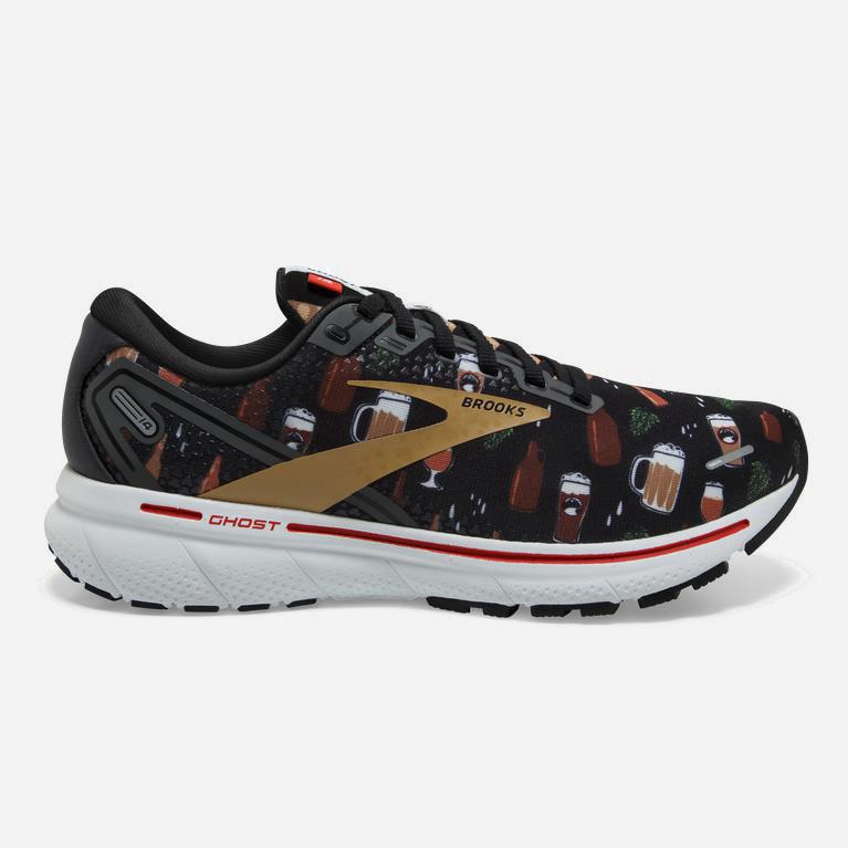 Brooks Ghost 14 Womens Cushioned Road Running Shoes Ireland Black/White/Fiery Red (BSMH-90164)